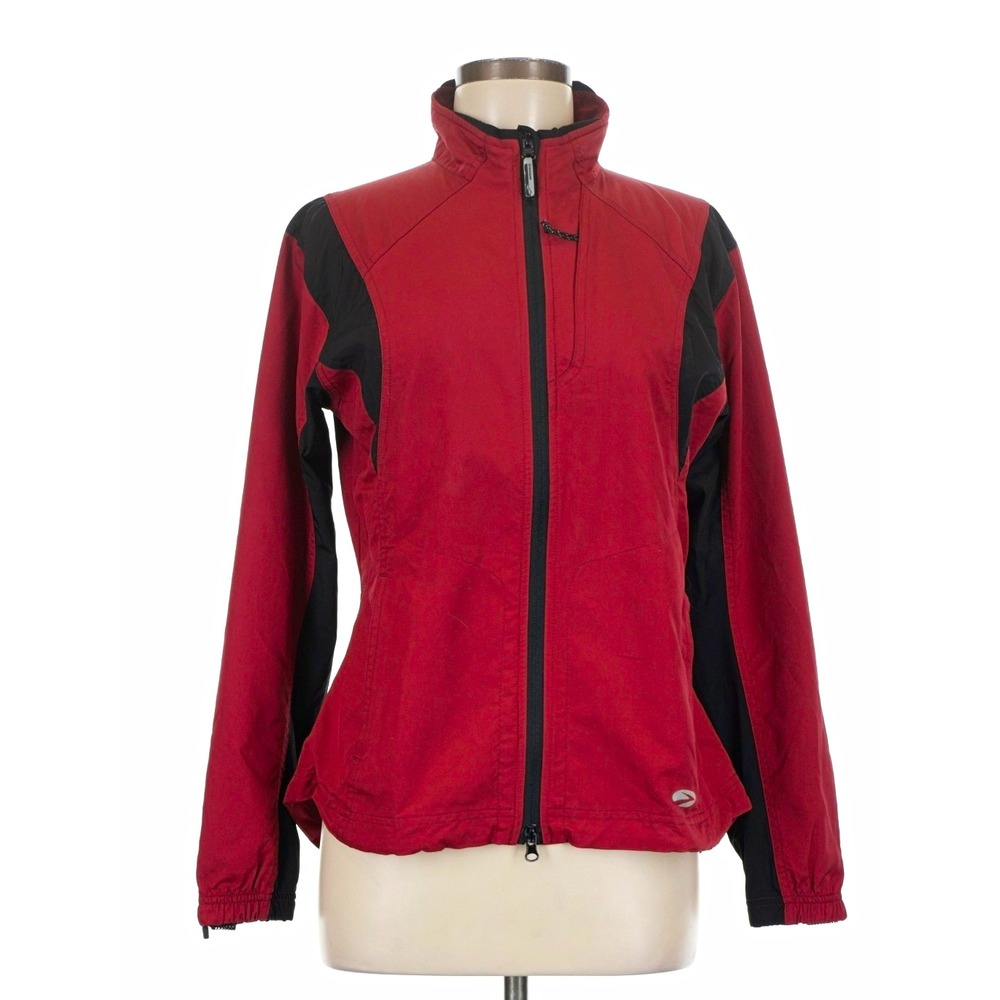 Brooks Women's Full Zip Athletic Jacket Red/Black Colorblock Size M